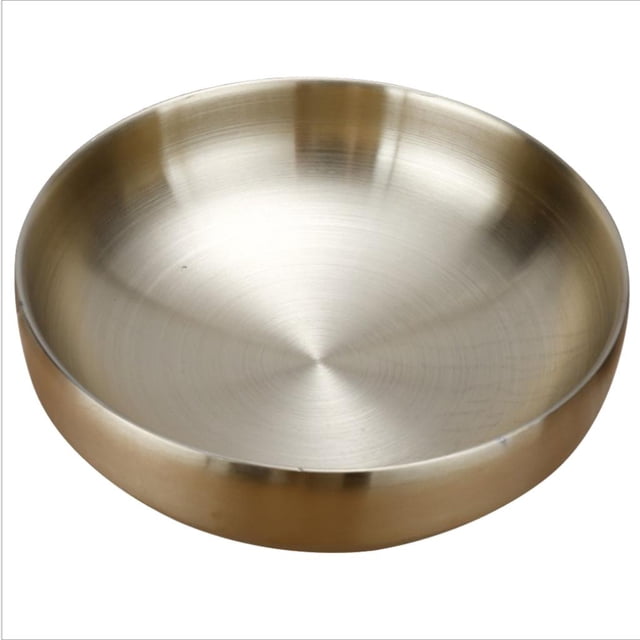 DOLITY Korean Stainless Steel Rice Bowl Dish Double Thicken Traditional bowl Gold Gold 19cm
