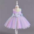 thumbnail image 2 of Robes pour Filles Printemps Été Imprimé Volants Sans Manches Décorations de Fête Princesse Robe Fille Violette 1-2 Ans, 2 of 4