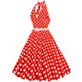 thumbnail image 2 of Birdeem Robe de Soirée pour Femmes, Confortable, d'Été, à Manches Courtes, Dos Nu, Col en V, Vintage, Coupe Régulière, à Pois, 2 of 6