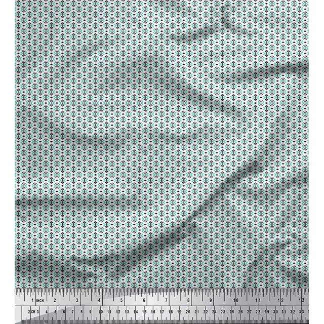 Soimoi Polyester Crepe Fabric Geometric Small Printed Fabric 1 Yard 42 Inch Wide