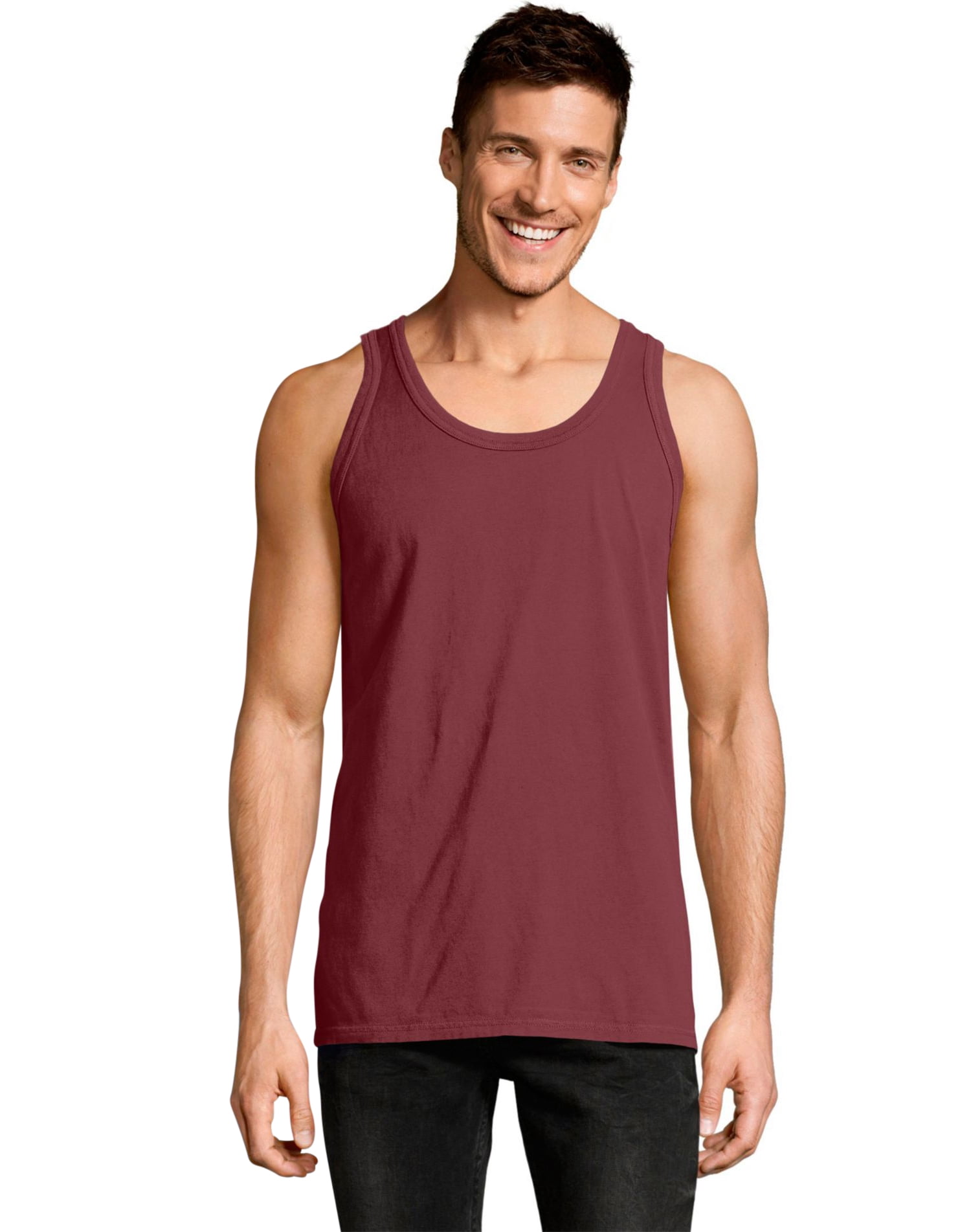 Hanes Mens ComfortWash Garment Dyed Sleeveless Tank Top, M, Cayenne