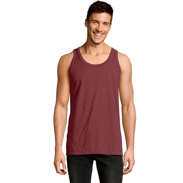 Hanes Mens ComfortWash Garment Dyed Sleeveless Tank Top, S, Cayenne