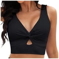 thumbnail image 1 of Bikini Swimsuit For Women Cropped Tankini Beach Padded Knot Cut Out Adjustable Tank Swimwear, 1 of 4