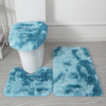 Tie Dyed Plush Carpet Plush Toilet Three Piece Set Non Slip Mat Bath