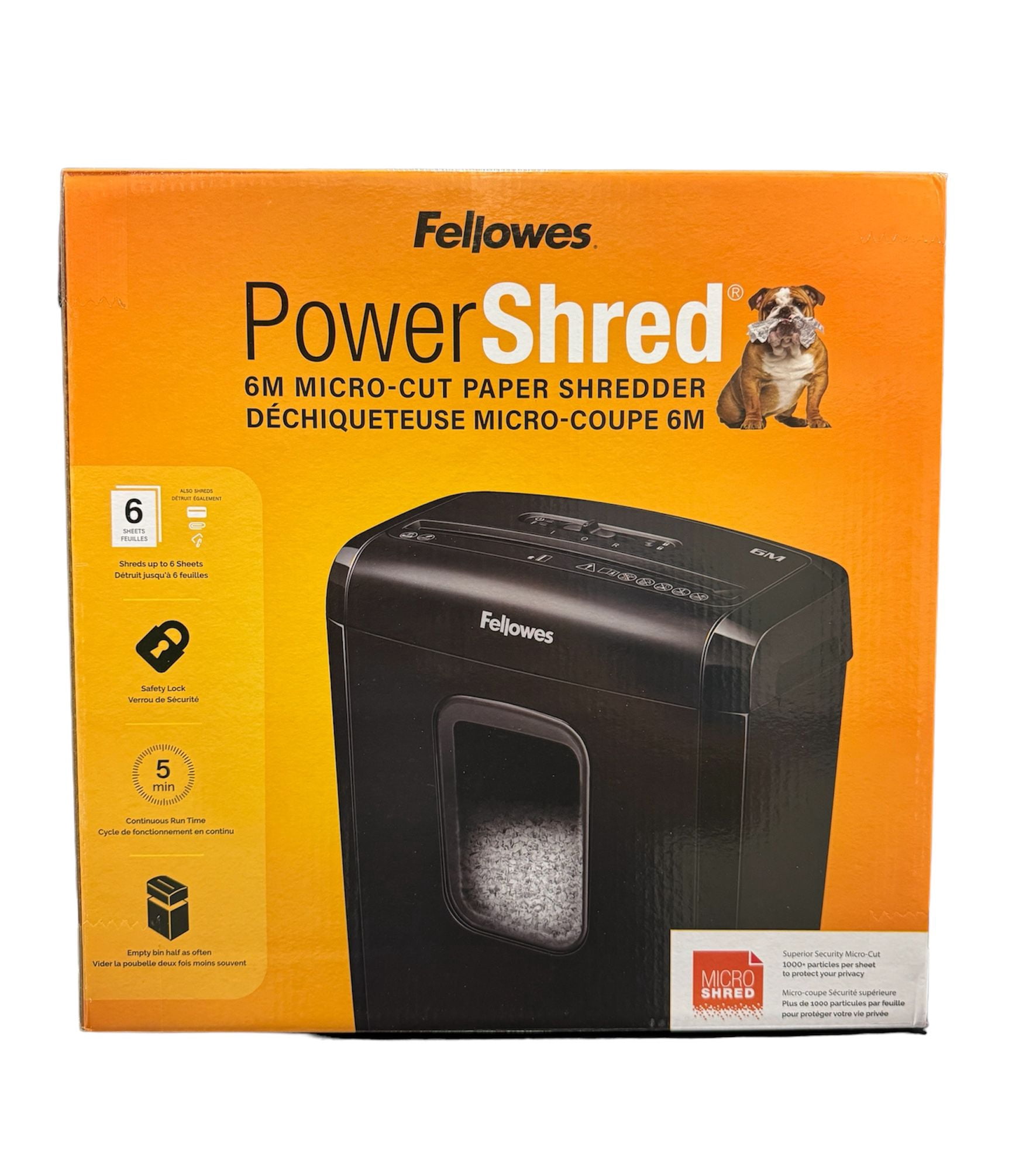 Fellowes Power Shred 6M Micro-Cut Paper Shredder with SafeSense® Technology, Black