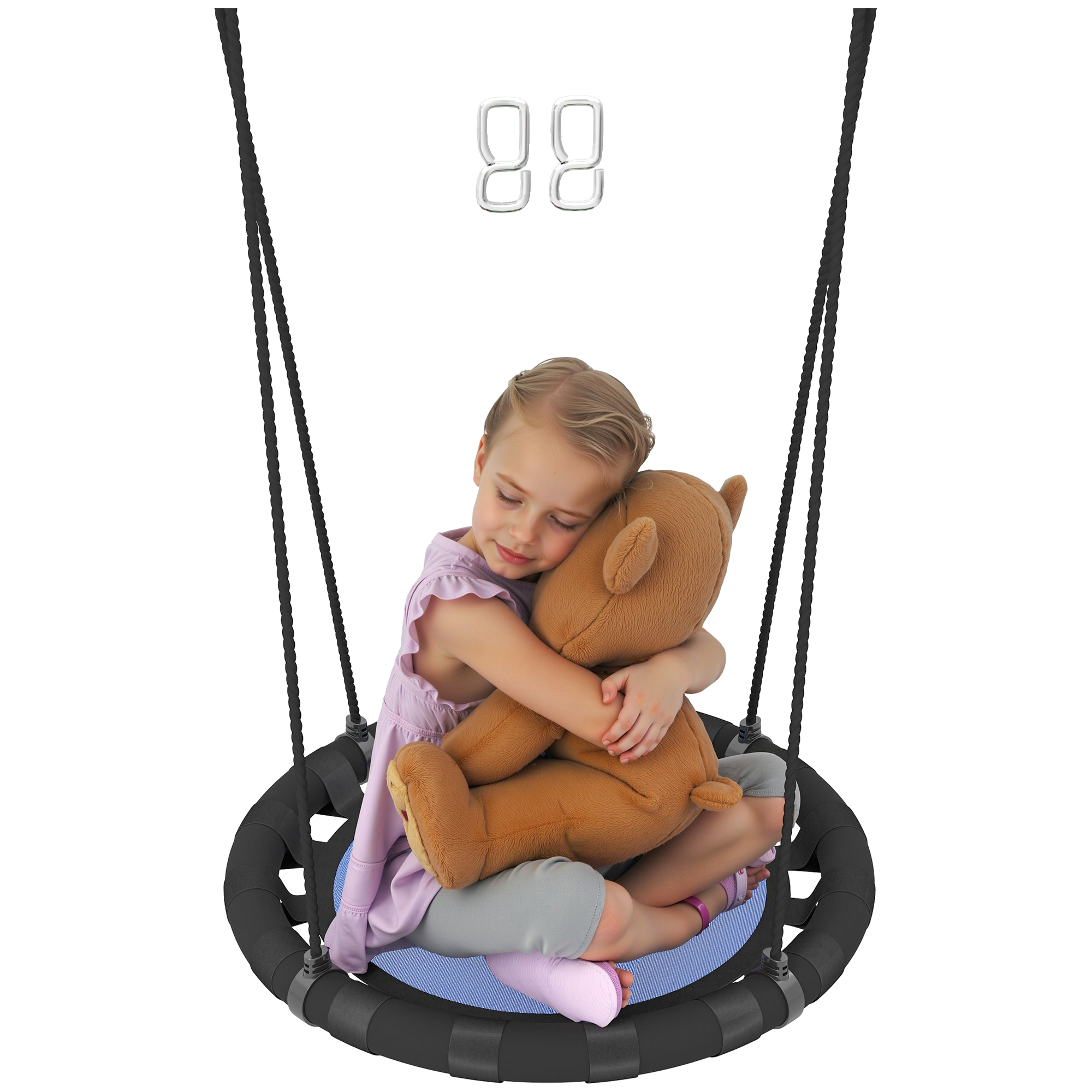 Qaba Saucer Tree Swing for Kids, 24 inch Round Flying Swing Seat, Blue