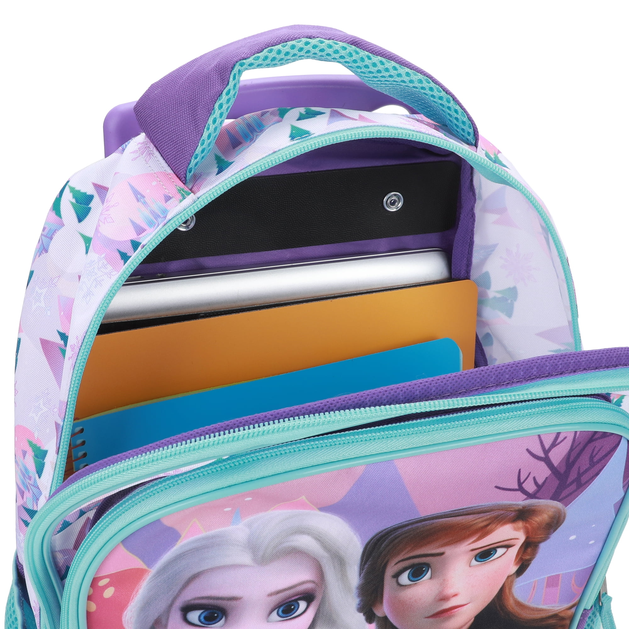 Sac à dos à roulettes de 16 po Disney La Reine des Neiges avec imprimé Anna et Elsa