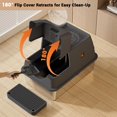 thumbnail image 2 of Stainless Steel Litter Box, XL Extra Large Litter Box for Big Cats, Metal Litter Pan High Sided, Top Exit Design, Non Stick, No Smell, Easy Cleaning,  Trapping Mat & Scoop Included, 2 of 7