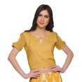 thumbnail image 3 of Moomaya Printed Rayon Cold Shoulder Crop Top And Skirt Ethnic Set For Women, 3 of 6