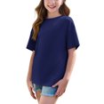 thumbnail image 2 of Hauts d'Été pour Adolescentes 2025 T-Shirts Surdimensionnés à Manches Courtes Chic Décontracté Col Rond Mode, 2 of 5