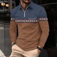 thumbnail image 1 of DecSea Men's Long Sleeve Polo Shirt Zip Neck Business Casual Tops Ribbed Workout Tee Shirts, 1 of 5