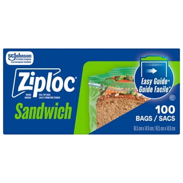 Ziploc Sacs à Sandwich, Fermeture Grip'N Seal, 100 Sacs
