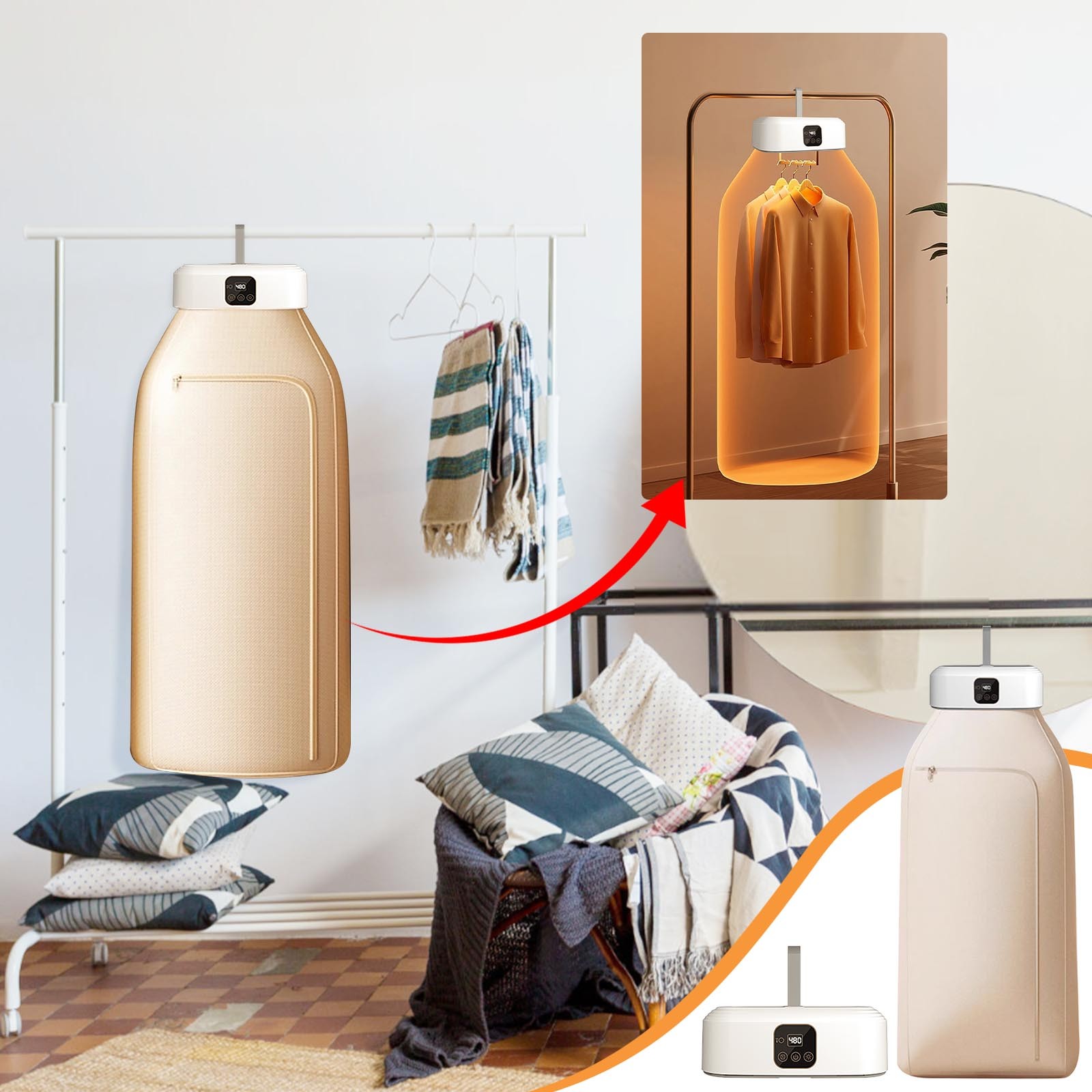 Ovzne Home Dryer Portable Small Clothes Dryer Folding Remote Control Display Clothes Dryer On Clearance