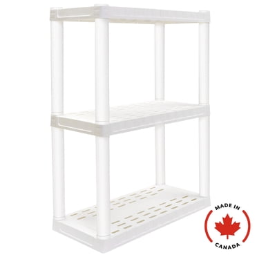 Hyper Tough Plastic Shelving Unit 3-Tier 39"H x 14"D x 30"W White-300 lb Total Capacity