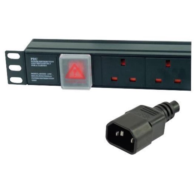 LMS DATA - 1U 6 Way 13A Prises Secteur pour IEC C14 Fiche Horizontale PDU