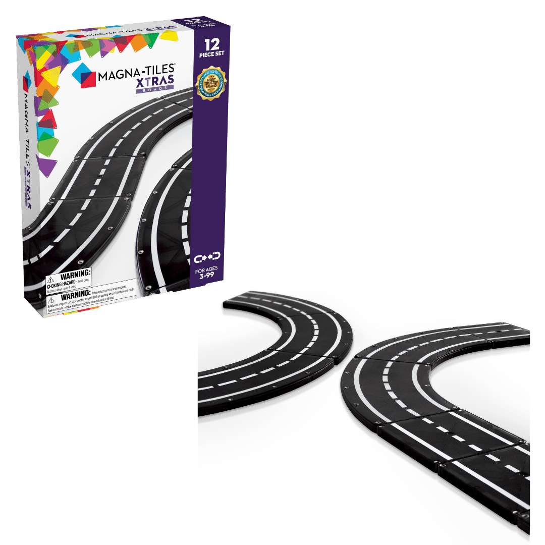 MAGNA-TILES XTRAS: Roads 12-Piece Magnetic Construction Set, The