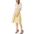 thumbnail image 4 of Unique Bargains Jupe Midi Plissée à Bretelles Rétro pour Femme à Taille Élastique Abricot m, 4 of 6