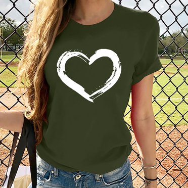 Meichang T Shirts for Women Cute Funny Heart Graphic Tees Shirts Crew Neck Short Sleeve Casual Summer Vacation Tee Tops