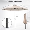 thumbnail image 3 of Costway Parasol de Patio Solaire de 10 Pi avec 96 Lumières DEL, Inclinaison Réglable à 35°, Toit Ventilé, Beige, 3 of 10