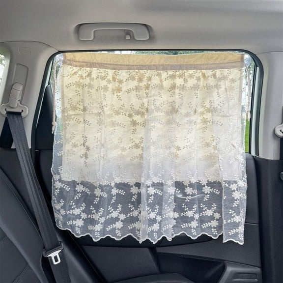 Embroidery Lace Car Window Curtain, Breathable Mesh & Sun Protection for Baby/Child Safety