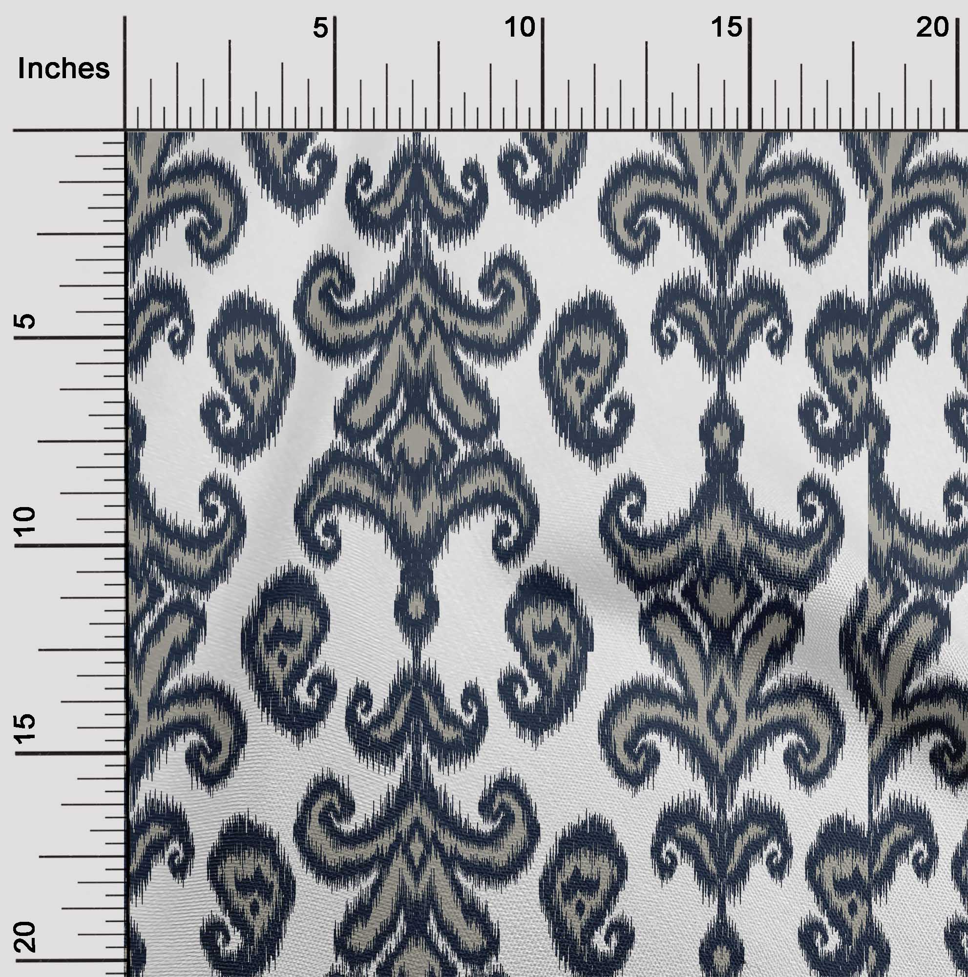 oneOone Cotton Flex Fabric Paisley & Floral Ikat Printed Fabric 1 Yard 40 Inch Wide