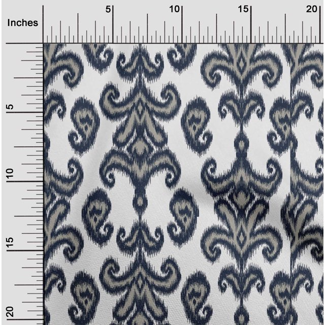 oneOone Silk Tabby Fabric Paisley & Floral Ikat Decor Fabric Printed BTY 42 Inch Wide