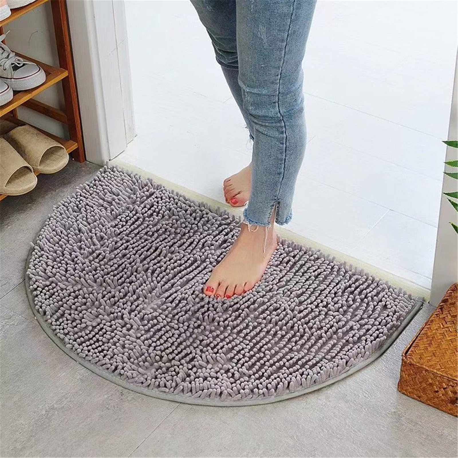 Semicircular Bathroom Rugs Mat, Extra Soft and Absorbent Microfiber Bath Rugs, Non-Slip Plush Shaggy Bath Carpet, Machine Wash Dry, Bath Mat for Bathroom Floor, Tub and Shower