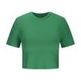 thumbnail image 4 of Yuyuzo Hauts de Sortie pour Femmes T-Shirts à Manches Courtes Col Ras du Cou Crop Top Décontracté Ajusté T-Shirts Basiques, 4 of 6
