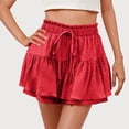 thumbnail image 4 of Besolor Shorts for Women Trendy Ruffled High Waisted Drawstring Casual Flowy Summer Beach Vacation Skirt Shorts, 4 of 7