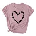 thumbnail image 2 of Styesk T-Shirts pour Femmes Confortables Doux Col Rond T-Shirts Chandail Mode Léger Manches Courtes T-shirt Saint-Valentin Graphique Décontracté Grande Taille Hauts Imprimé Cœur Hauts de Sortie, 2 of 3