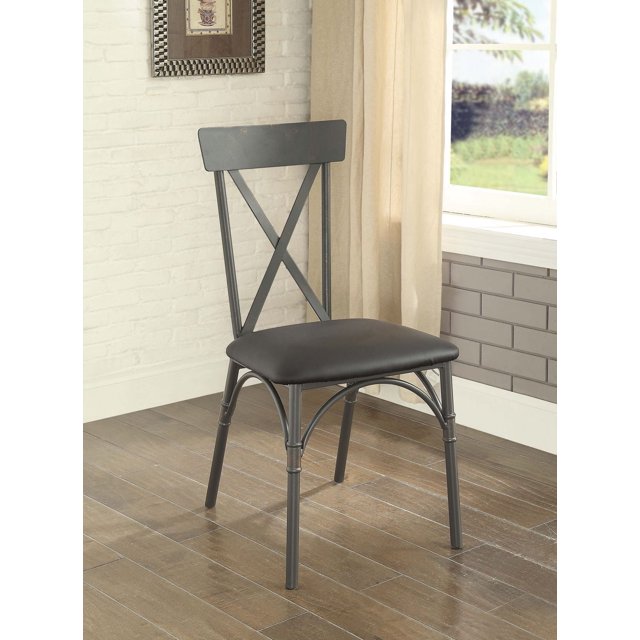 ACME Itzel Side Chair in Black PU & Sandy Gray