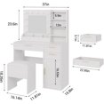 thumbnail image 3 of OUYAWEI Vanity Desk with LED Lighted Mirror & Power Outlet - Modern Makeup Table with 3 Drawers,Storage Cabinet,USB Ports,and Included Stool,Perfect for Apartment,Dorm Room Organization,White, 3 of 8