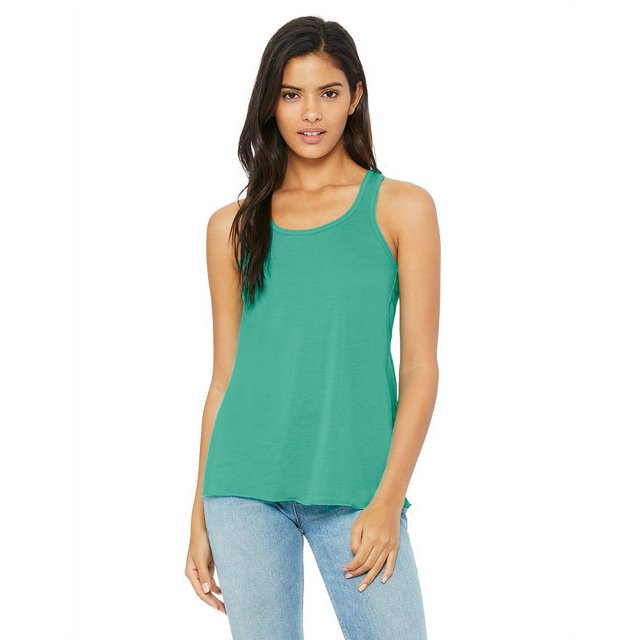 The Bella + Canvas Ladies Flowy Racerback Tank Top - TEAL - XL