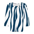 thumbnail image 4 of YUGYXL T-Shirts à Manches 3/4 pour Femmes, Tunique Décontractée à Imprimé Floral, Chandails Douillets, Col Rond pour Dames, Vêtements Légers, Mode, Volants, T-Shirts Confortables, Hauts de Vacances, 4 of 5