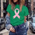 thumbnail image 1 of UANWENN T-Shirts Décontractés pour Femmes avec Imprimé Ruban de Sensibilisation au Cancer, Manches Courtes, Col Rond, Style de Base pour le Quotidien, Hauts pour Femmes à Manches Courtes, Chandail Léger Décontracté pour Femmes, Haltérophilie, Long, 1 of 4