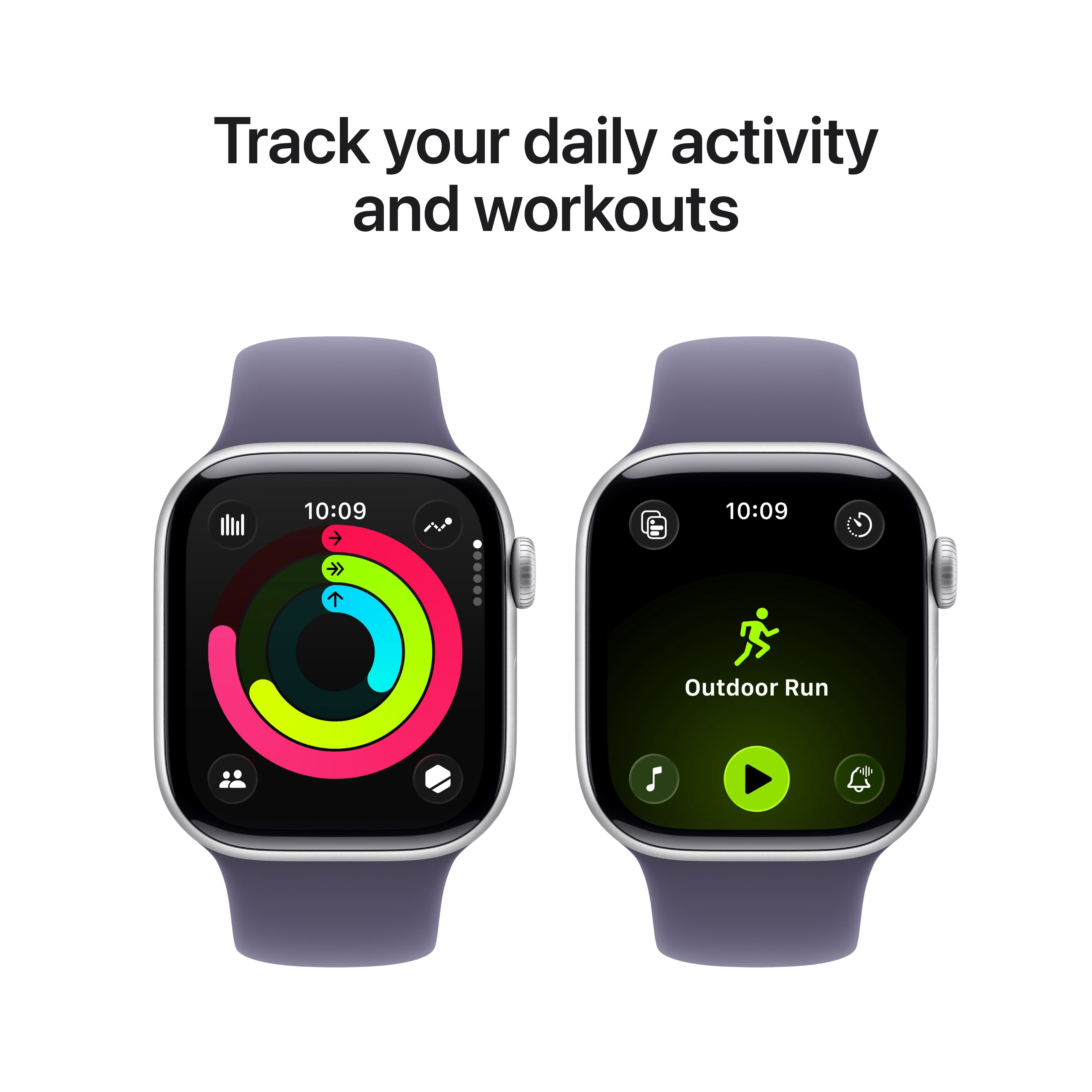 Apple Watch Series 11 GPS 46mm Silver Aluminium Case with Purple Fog Sport Band