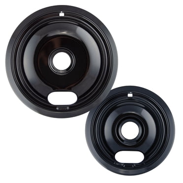 Range Kleen P12782XCD5 Style A 2 Pack Heavy Duty Black Porcelain Drip Bowls