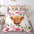 thumbnail image 1 of YST Ensemble de Douillette 7 Pcs Taureau des Highlands, Marbrure de Fleurs Colorées, Lit en Sac, Format Double, 1 of 5