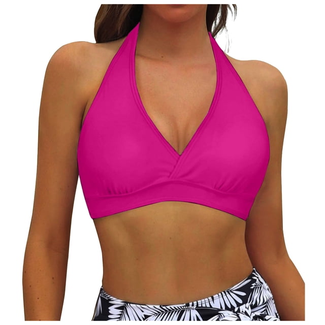Women Bikini Top Push Up Swimsuit - Removable Padded Bra for Beach and Pool with Adjustable Support