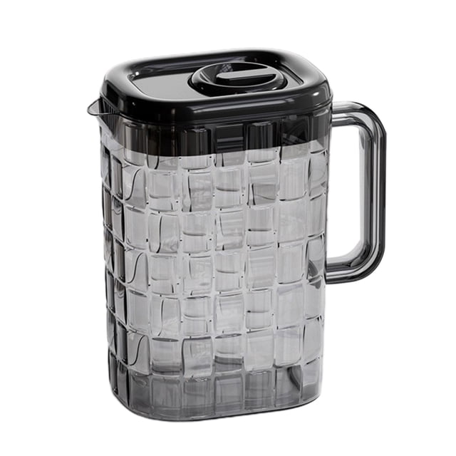 WRKEKC Clearance 2000ml Transparent Beverage Pitcher with Ribbed Handle | Leak-Proof ABS Plastic Water Jug for Bar, Kitchen, Parties | Dishwasher Safe