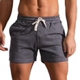 thumbnail image 1 of Yuzhih Men's Running Shorts Summer Cotton Drawstring Gym Shorts Big and Talls Basic Solid Color Sports Shorts, 1 of 7