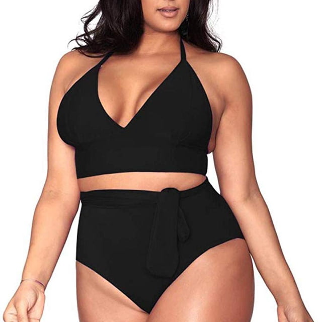 Pisexur Womens Plus Size Bikini High Waisted Swimsuits Two Piece Bathing Suits Tummy Control Swimwear