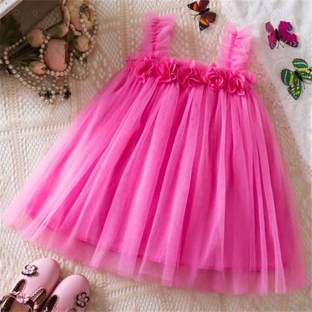 LOVZFMLL Jupe Princesse en Dentelle Sans Manches à Volants Col Rond Broderie Nœud pour Filles Été