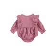 thumbnail image 3 of Kmbangi Baby Romper, Solid Color Round Neck Long Sleeve Bodysuit Jumpsuit, 3 of 7