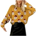 thumbnail image 2 of TIMIFIS Chandails de Noël Laids pour Femmes Automne Manches Longues Chandail à Col Rond Imprimé Père Noël Hauts Décontractés d'Hiver Chandail Extensible, 2 of 4