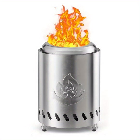JUNWELL [Portable Smokeless Fire Pit] Portable Smokeless 5.5” Tabletop Fire Pit with Stand | 304 Stainless Steel Mini Outdoor Fire Bowl for Pellets & Wood  Low-Smoke Campfire Stove for Pa