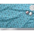 thumbnail image 3 of Soimoi Blue Modal Satin Fabric Maze Cube Geometric Printed Fabric 1 Yard 42 Inch Wide, 3 of 3
