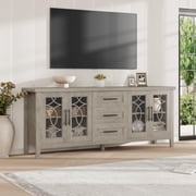 Garvee TV Stands for Living Room, Entertainment Center with Glass Door, Television Stands 2 Storage Door and 3 Drawer for 65 inch tv, Long TV Console with Adjustable Shelves, TV Table for Bedroom