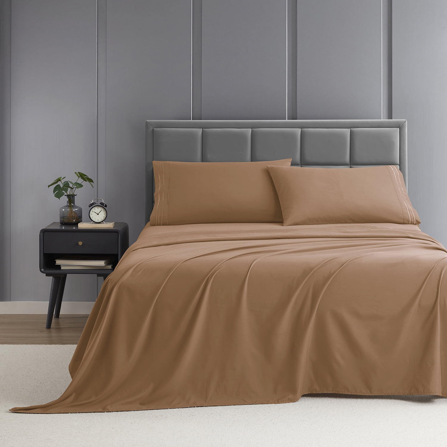 Nestl Split King Sheet Set, 1800 Series Microfiber Deep Pocket 4 Piece Bed Sheet Set