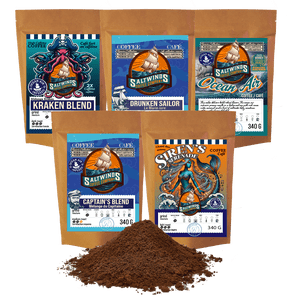 5 × 340 g Haricot entier Coffee Groupe Découverte Ocean Air Siren, Capitaine, Océan Air, Sailor drunken & Mélanges Kraken